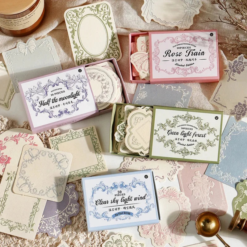 Journal Go 30pcs Vintage Memo Pads Paper DIY Scrapbooking Art Collage Junk Journal Material Paper Retro Message Notes Paper