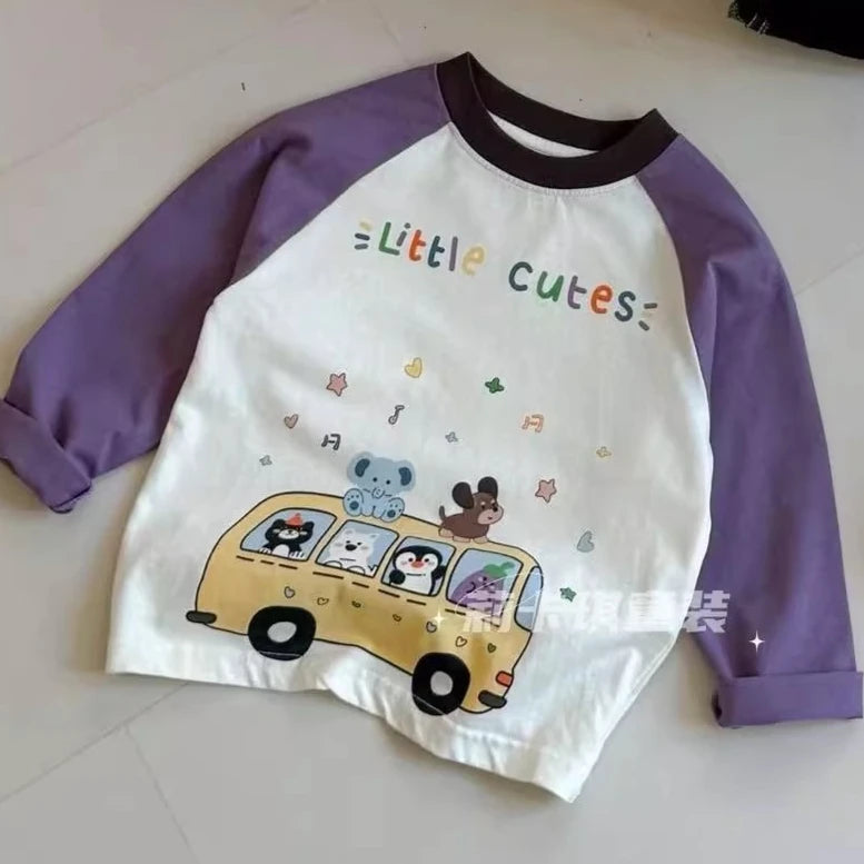 Boys T-shirt 2026 Spring/summer New Childrens Clothes Boys and Girls Cute Cartoon Printed Cotton Long-sleeved T-shirt Daily