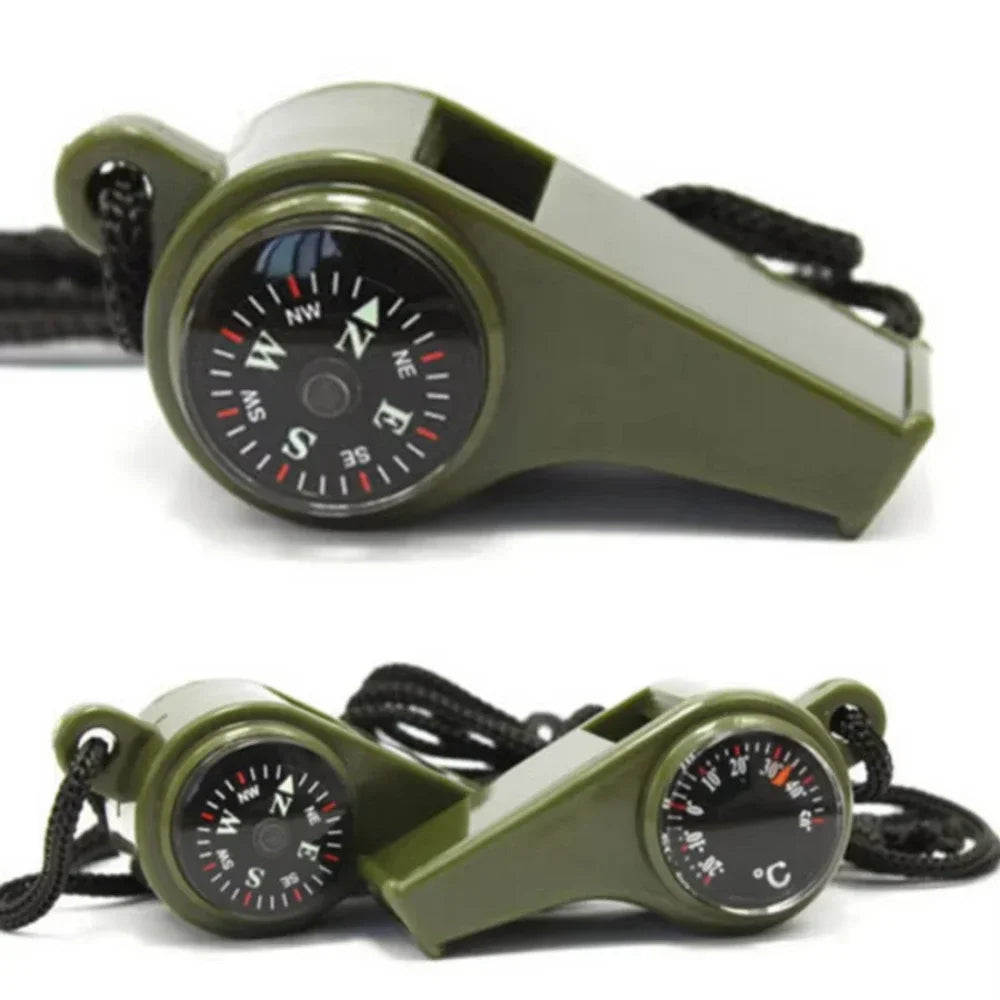 3in1 outdoor emergency whistle with compass, thermometer, outdoor whistle, convenient to carry suitable for camping and hiking