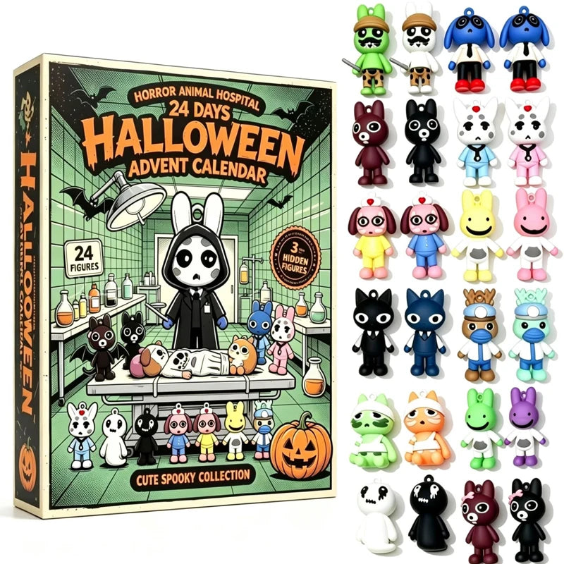Horror Animal Hospital Halloween Advent Calendar 24 Days Spooky Mystery Box Collectible Figures Surprise Festival Gift Adult Set