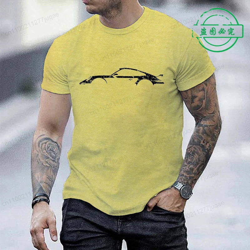 Minimalist Style T-Shirt for Men Women,Round Neck Short Sleeve Tee Shirts, Funny Race Car Printed T-Shirts for Men & Women Tops