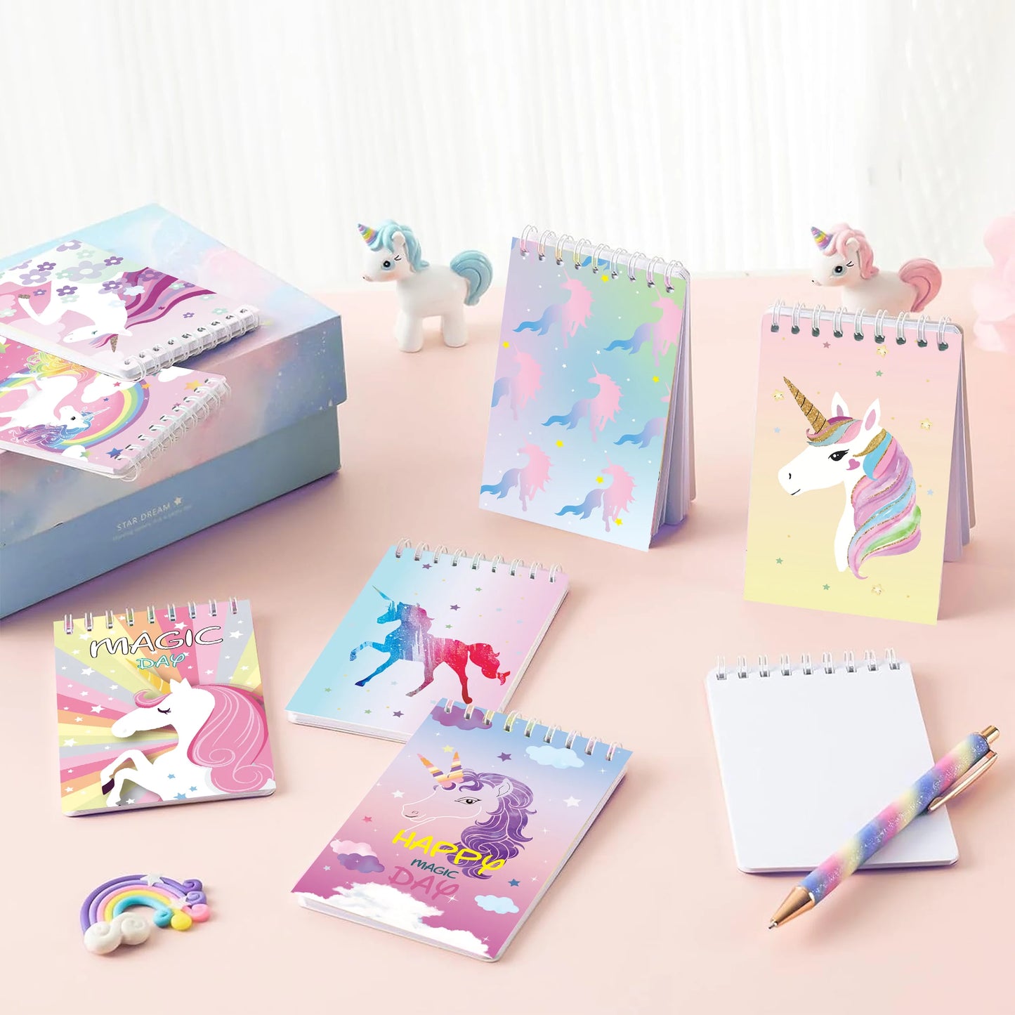 Unicorn Theme Mini Spiral Pocket Notebooks Memo Pad Coil Booklet Notepads For Office Stationery School Diaries Birthday Gifts