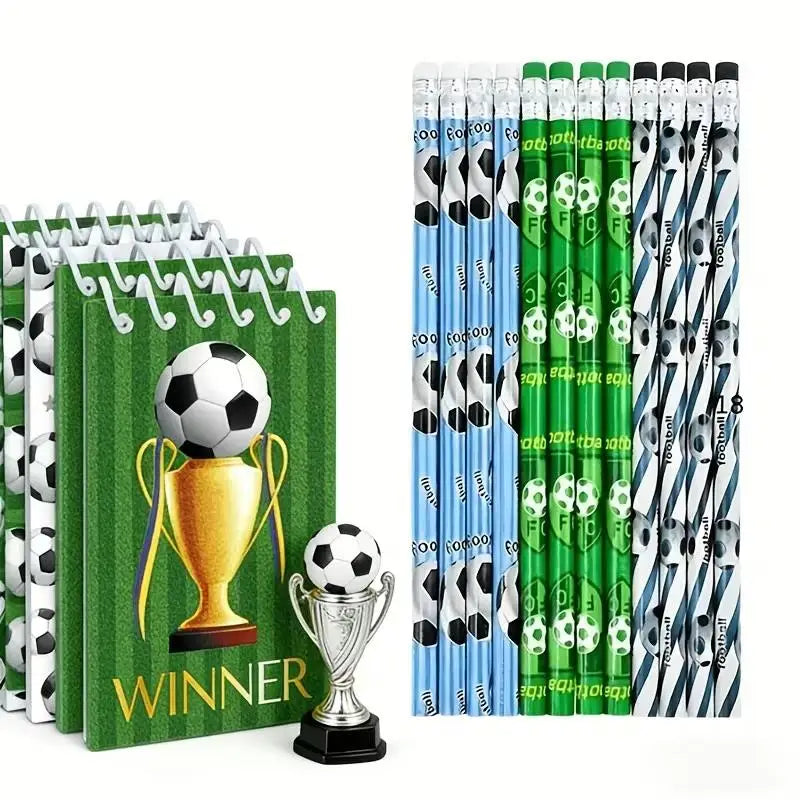 20pcs Soccer Pencil and Notebook Set for Kids Boys Sports Theme Birthday Party Favors Pinata Filler School Reward Christmas Gift
