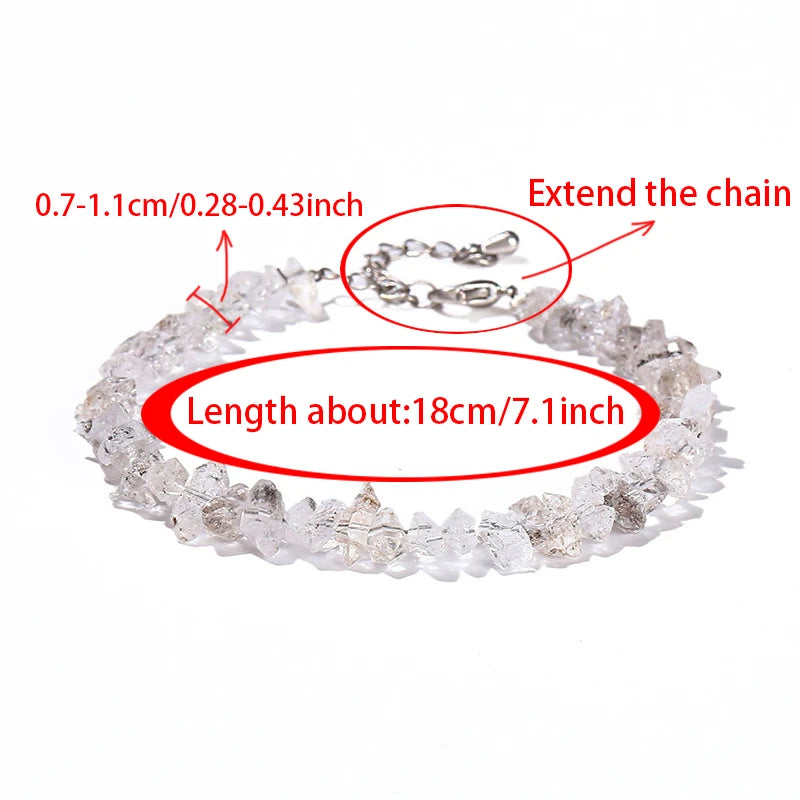 Natural Herkimer Diamond Bracelet Double Pointed Crystal Quartz Hand Chain Real Gemstone for Festival Gifts Fashion Jewelry