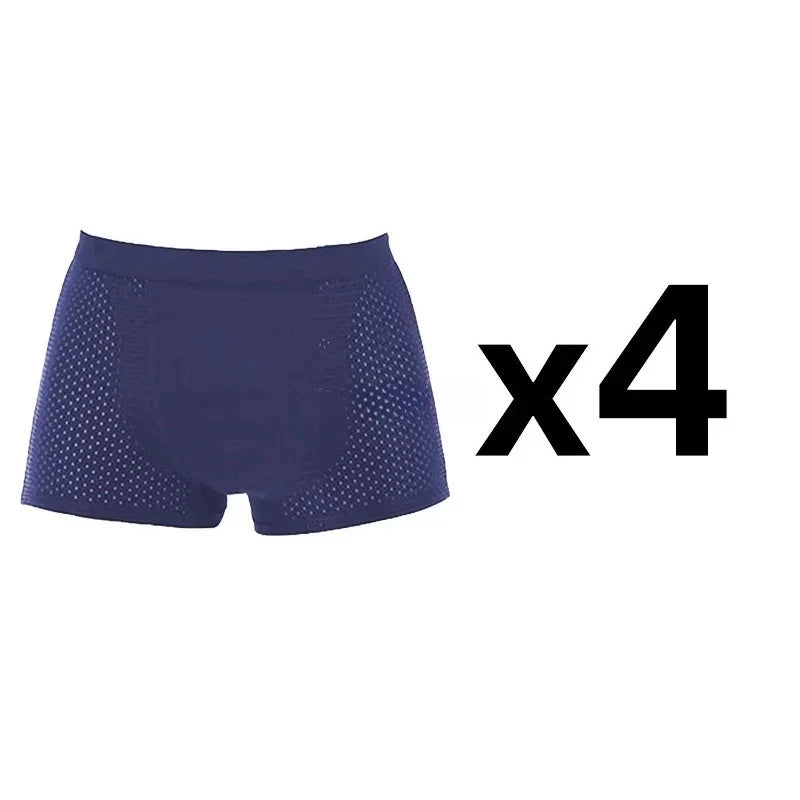 4Pcs Men's Bamboo Boxer Briefs Ultra Soft Anti Odor Underwear Breathable Mesh with Ventilation Holes Stretch Comfort for Daily