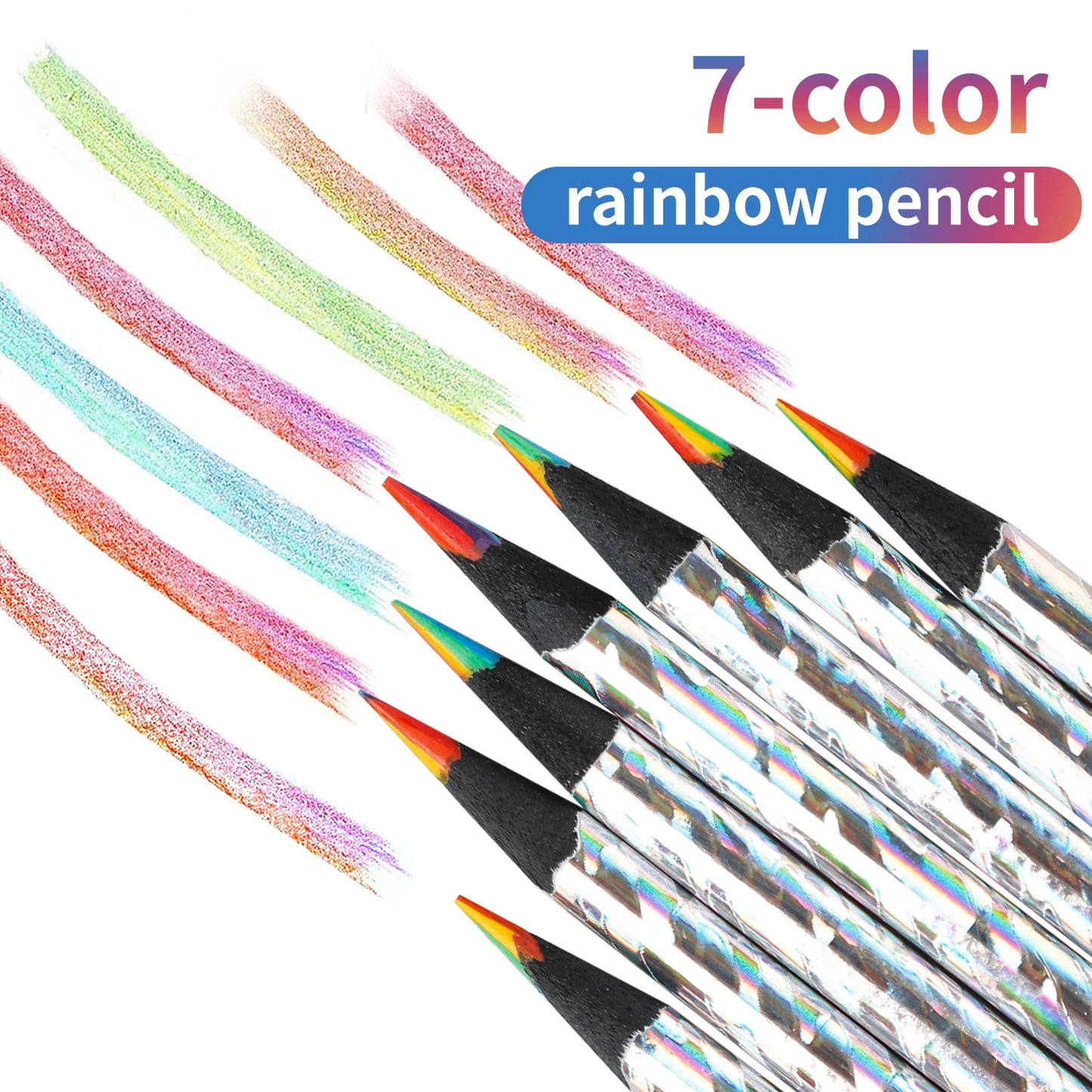 12pcs/Set Kawaii Rainbow Color Pencils for Kids, Concentric Gradient Crayons, Art Painting, Drawing Stationery 3mm 7 Colors