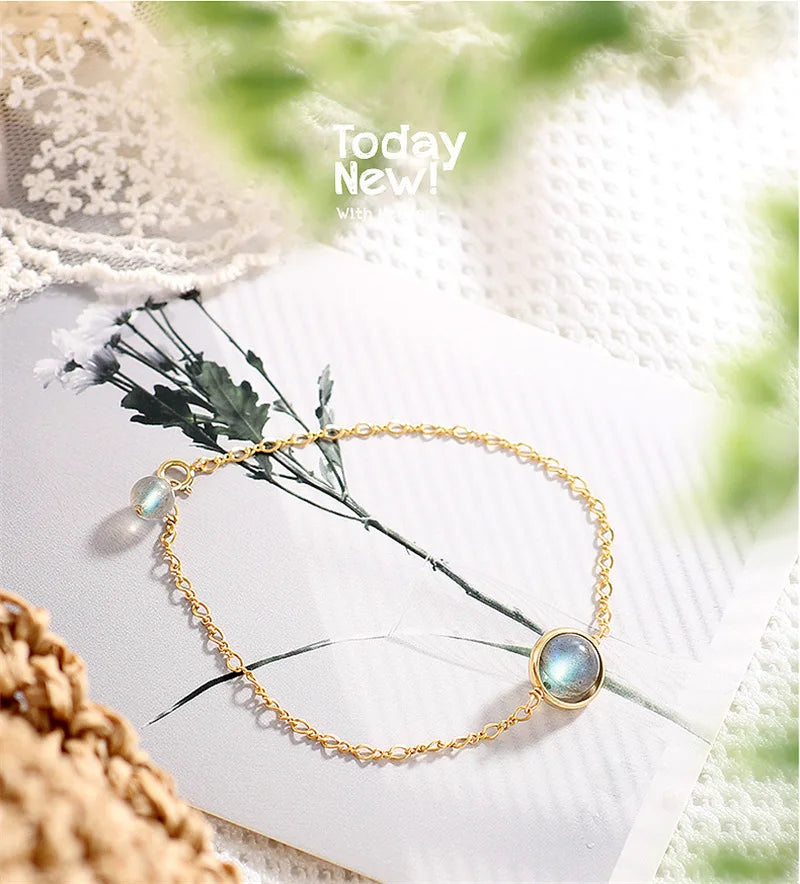 ITSMOS Natural Labradorite Bracelet Crystal 14K Gold Filled Spiritual Healing Elegant Gemstone Bracelet Jewelry Pulseras Mujer