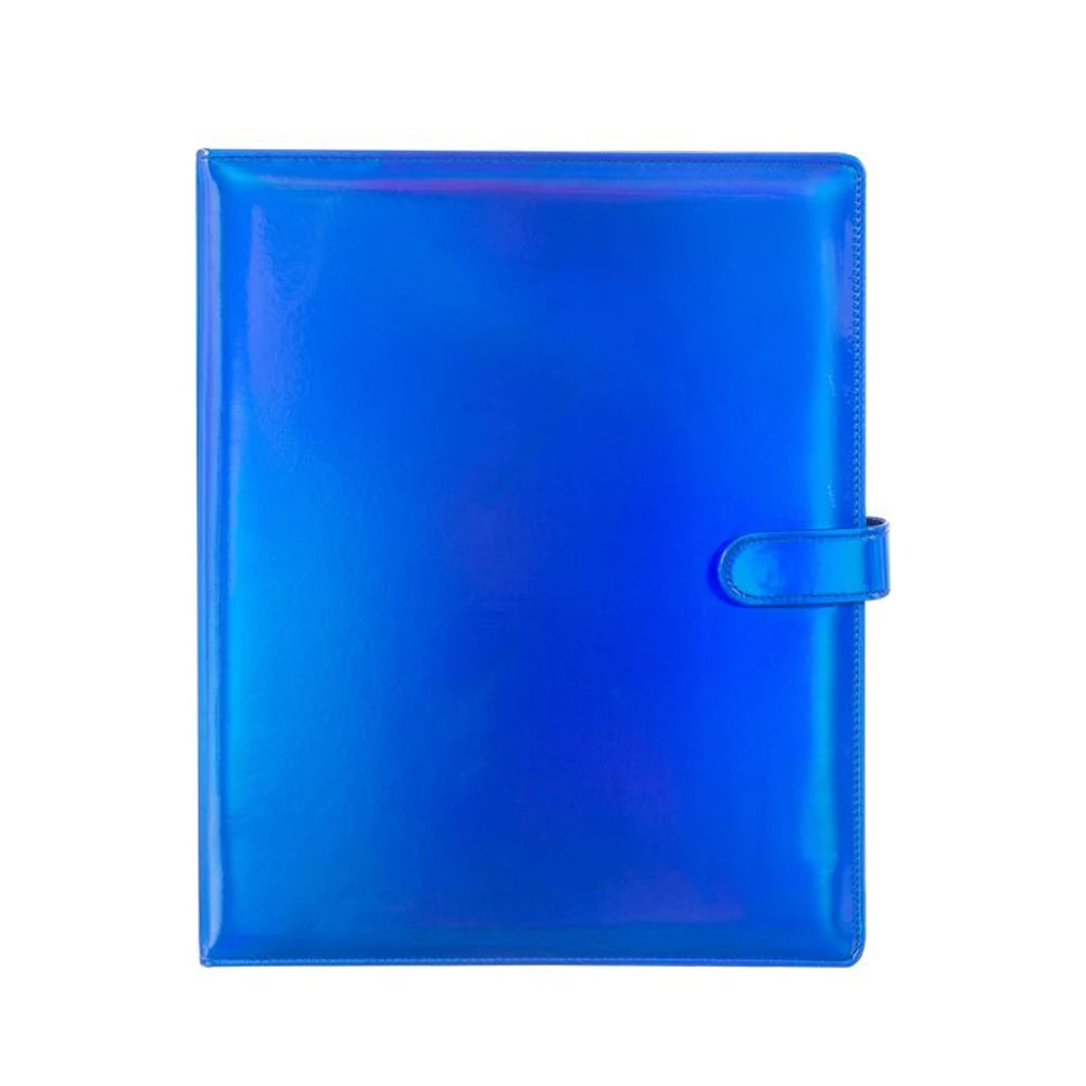 A4 Laser PU Leather Binder Scrapbook with Magnetic Closure & D-Shaped Metal Rings 11-Hole Pages for Photos, Cards, Tickets, Coin
