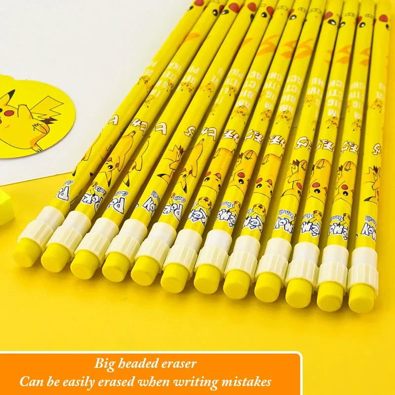 12pcs Pokemon Pikachu Anime Pencil Cute Kawaii Student Stationery Kids Writing Pen Children School Supplies Birthday Xmas Gift