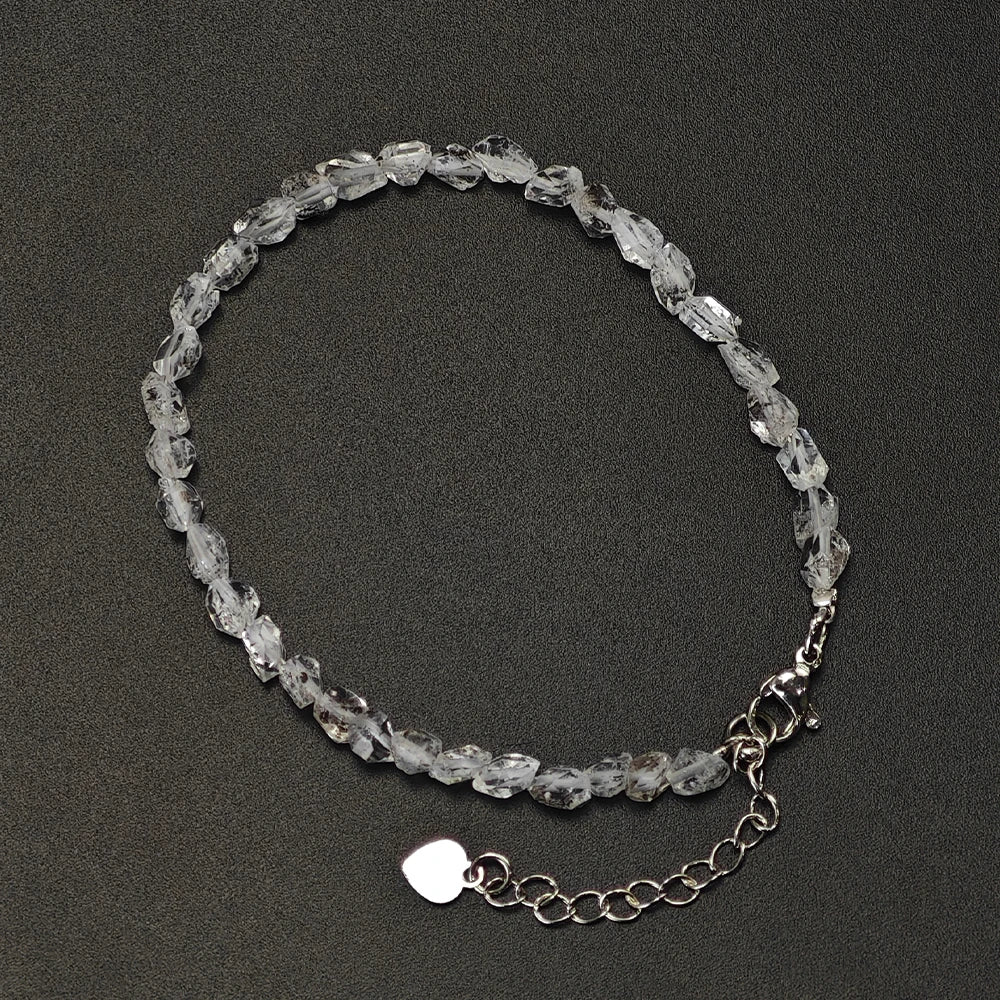 Natural Herkimer Diamond Bracelet Double Pointed Crystal Quartz Hand Chain Real Gemstone for Festival Gifts Fashion Jewelry