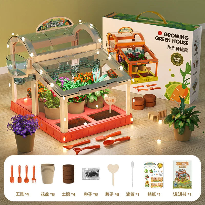 Kids Greenhouse Toy Plant Growing Kit With Tools Soil Observation Box STEM Education Science Experiment Kindergarten Home Garden