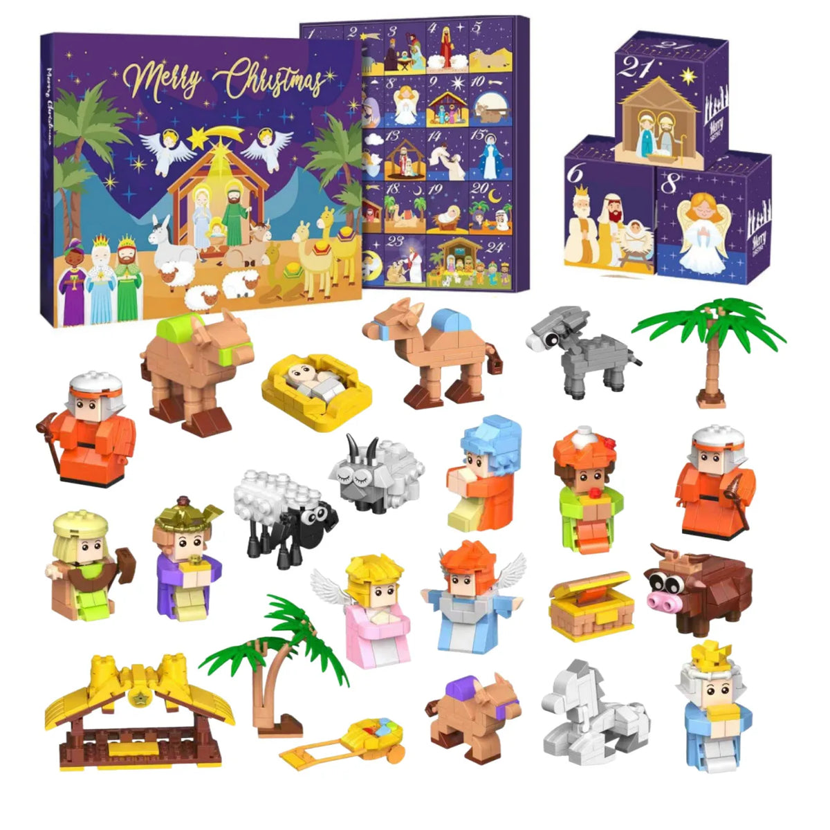 Hot Christmas Series Advent Calendar Gift Box 24Days Countdown Calendar Box Christmas Tree Bricks Model New Years Xmas Gift