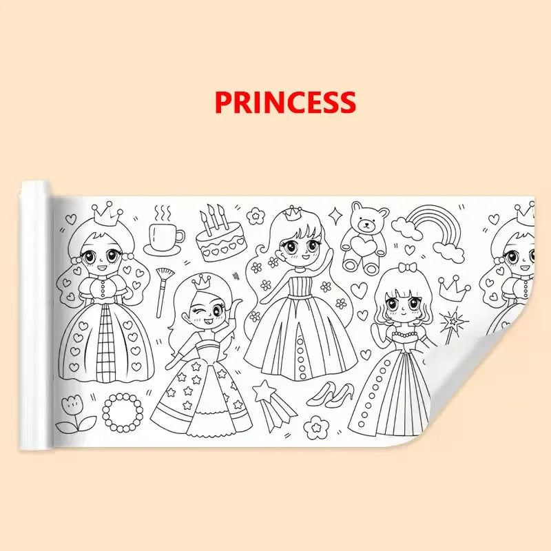 Children Drawing Roll DIY Sticky Color Filling Paper Coloring Paper Roll for Kids DIY Painting Drawing Early Educational Toys