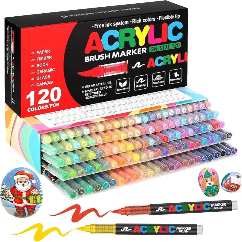 Acrylic Markers Art Markers for Wood Stone Canvas Glass Fabric Eggshells Multi-Surface Marker Pens