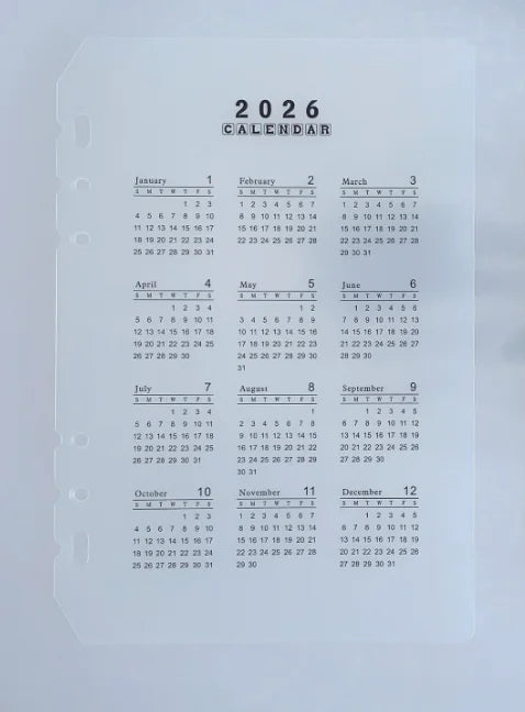 2026Colored A5 A6 Loose Leaf Notebook Refill Spiral Binder Inner Page Weekly Monthly To Do Line Dot Grid Inside Paper Stationery