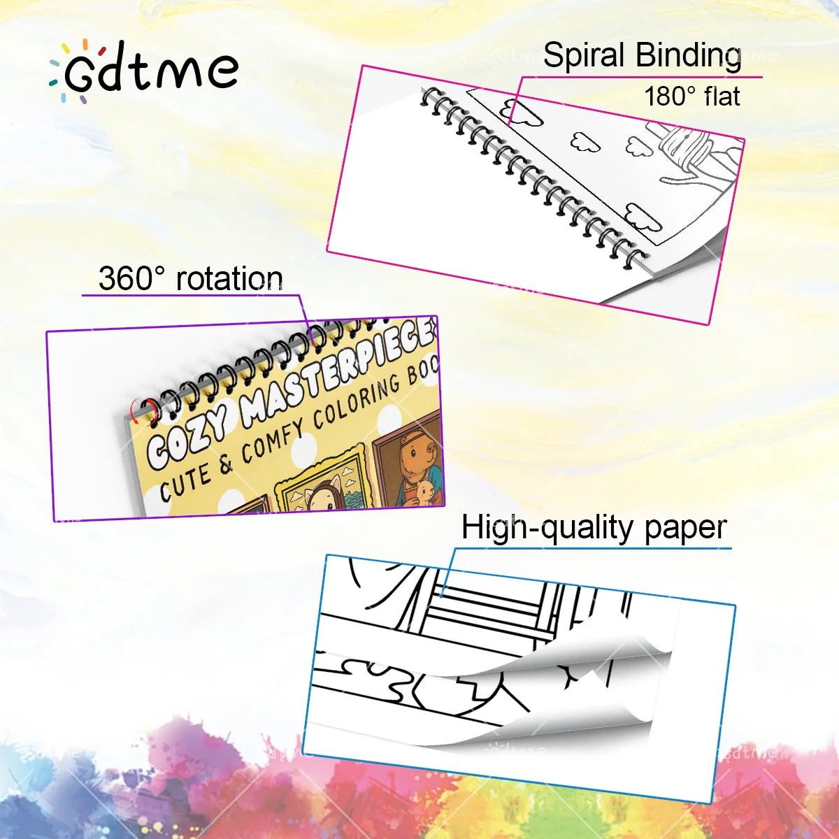 COZY MASTERPIECES Coloring Book for Adult Spiral binding 24page for Relaxation Kid Educational Toys DIY Painting Drawing Book ﻿