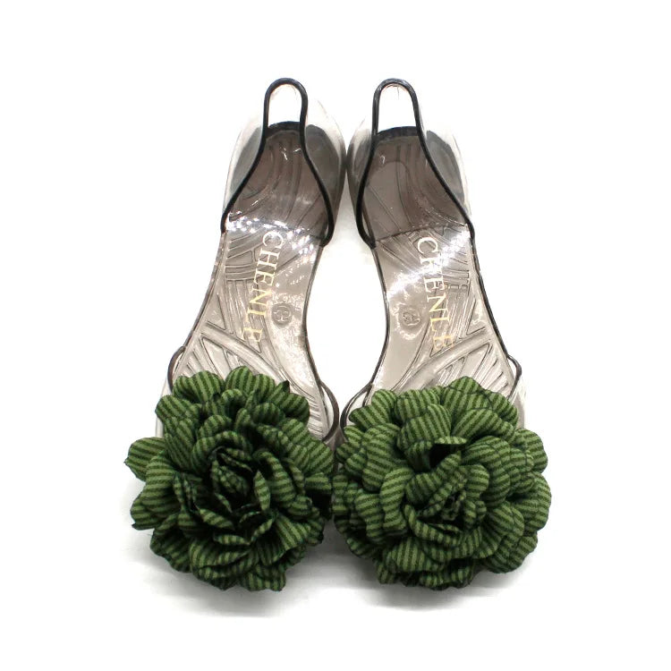 Size 35-41 Women Girls Transparent PVC Jelly Sandals Peep-toe Flats Summer Shoes INS Hot Sales Lace Camellia Flower Slippers