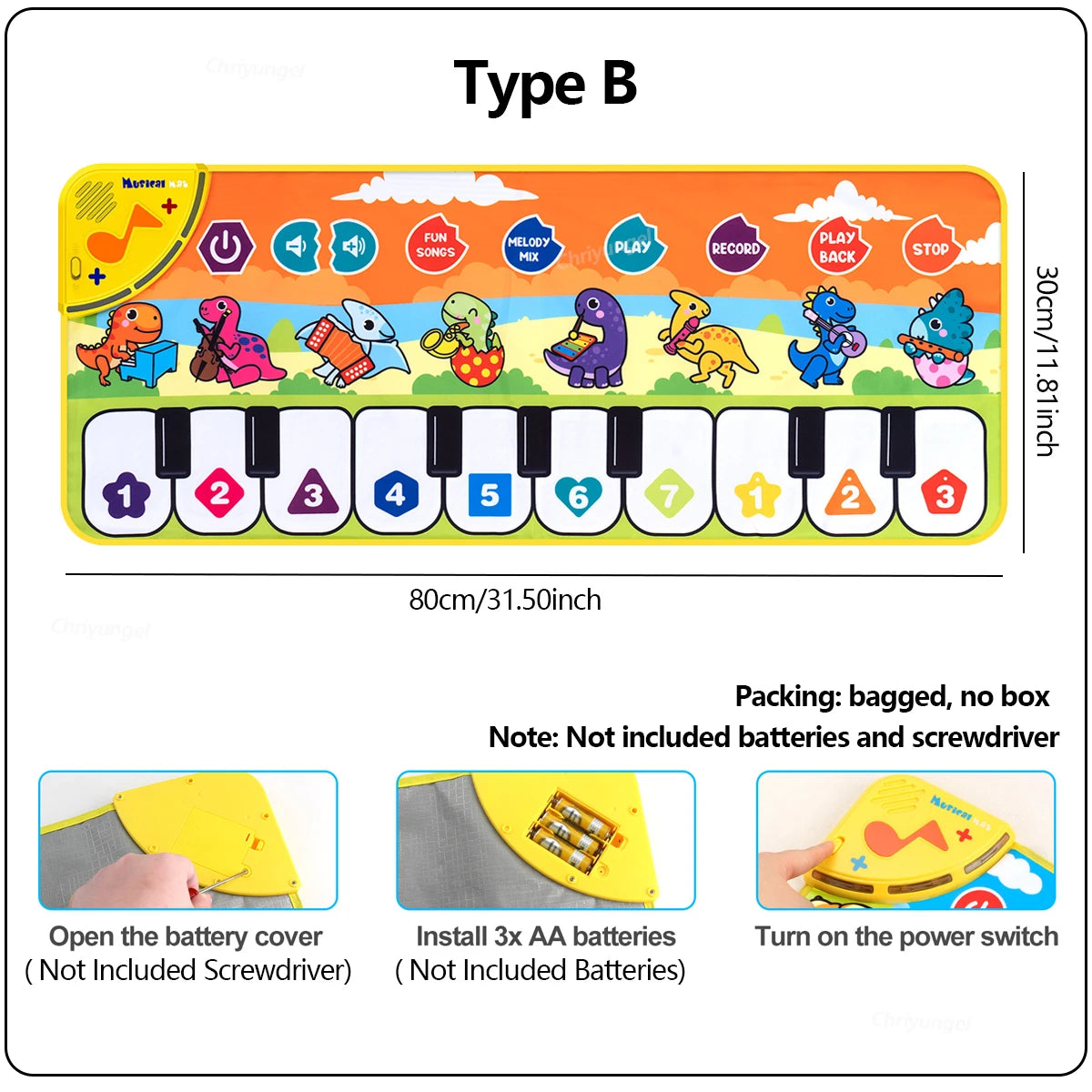 Piano Dance Mat for Kids 80*30cm Music Play Mat with Demo Songs Toddlers Floor Keyboard Musical Carpet Girl Boy Birthday Gifts