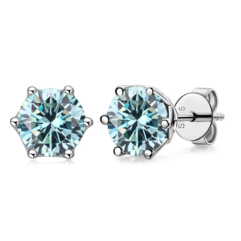 JoyceJelly 1/2/4CT VVS D Color Moissanite Russian Cut 8H8A Lab Diamond Stud Earrings For Women S925 Sterling Silver Fine Jewelry