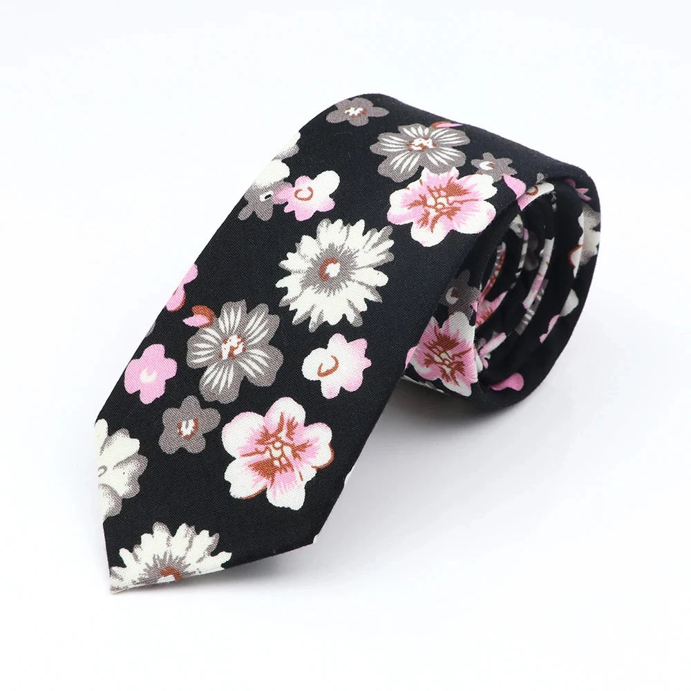 New Floral Elegant Tie For Men Women 100% Cotton Beautiful Flower Paisley Necktie Narrow Skinny Cravat Wedding Casual Corbatas