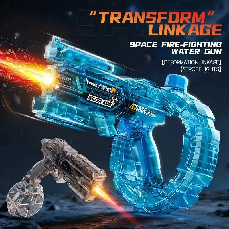 Space Electric Water Gun - Energy Ring Burst Transformation LED Lights Large Capacity Full Auto Beach Outdoor Entertainment Toy