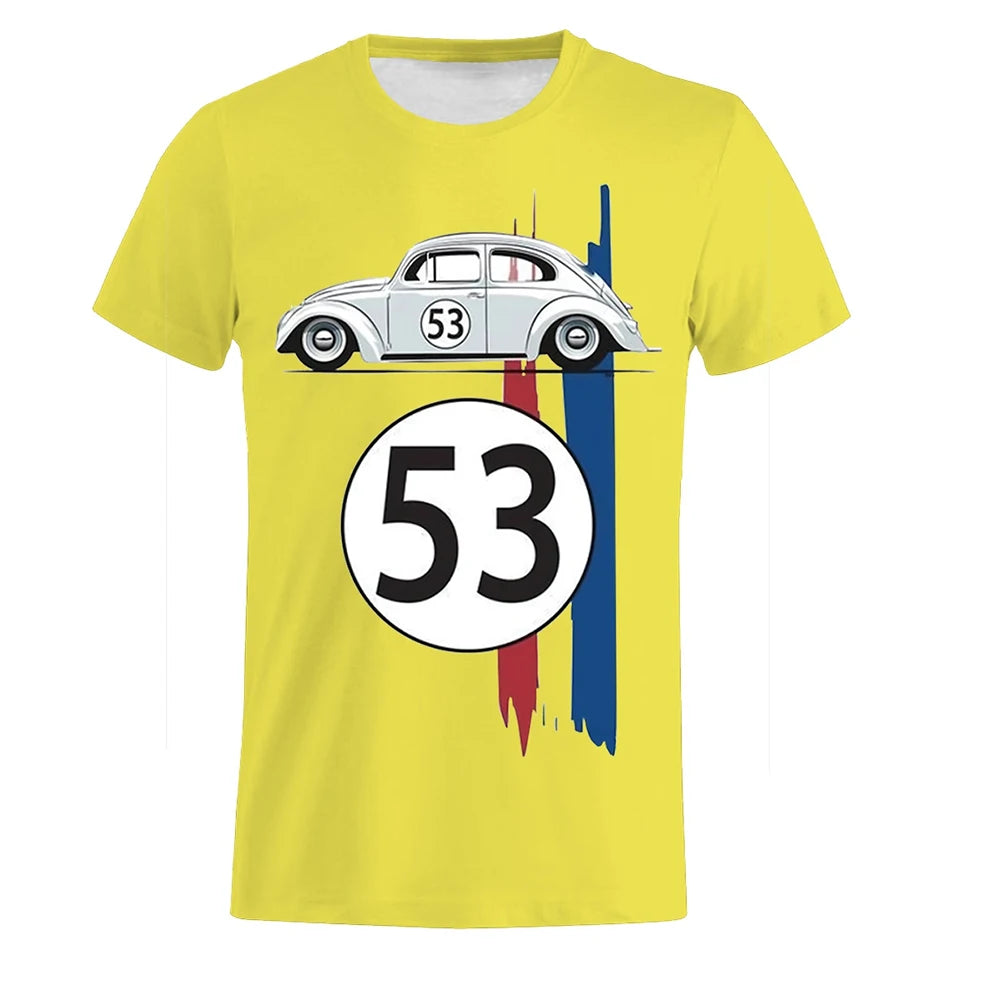 Motorcycle Beetle 53 Number T Shirt Men Car Short Sleeve Simple Herbie Tees Tshirts Rally Car Male Black Printed 3D t shirt