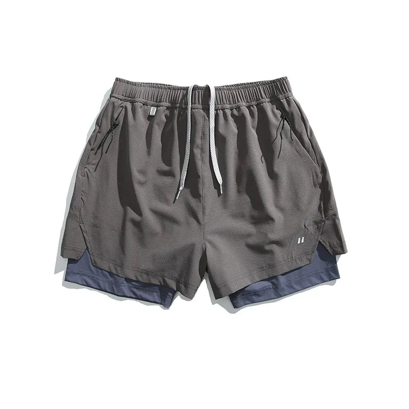 Unisex 2-in-1 Quick-Dry Cooling Sport Shorts | Anti-Ride Up Design for Cycling & Gym | Breathable Lightweight Fabric  8 Colors