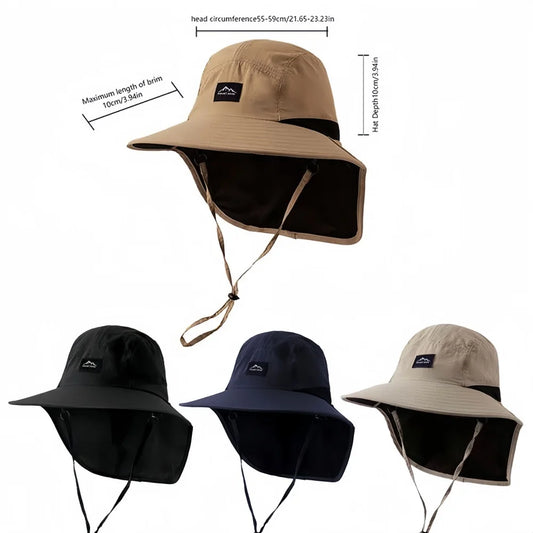 Summer wide brim waterproof quick-drying Panama hat, outdoor sun hat, bucket hat, mesh breathable sun hat, men's sports hiking hat, suitable for outdoor fishing, hiking and camping unisex
