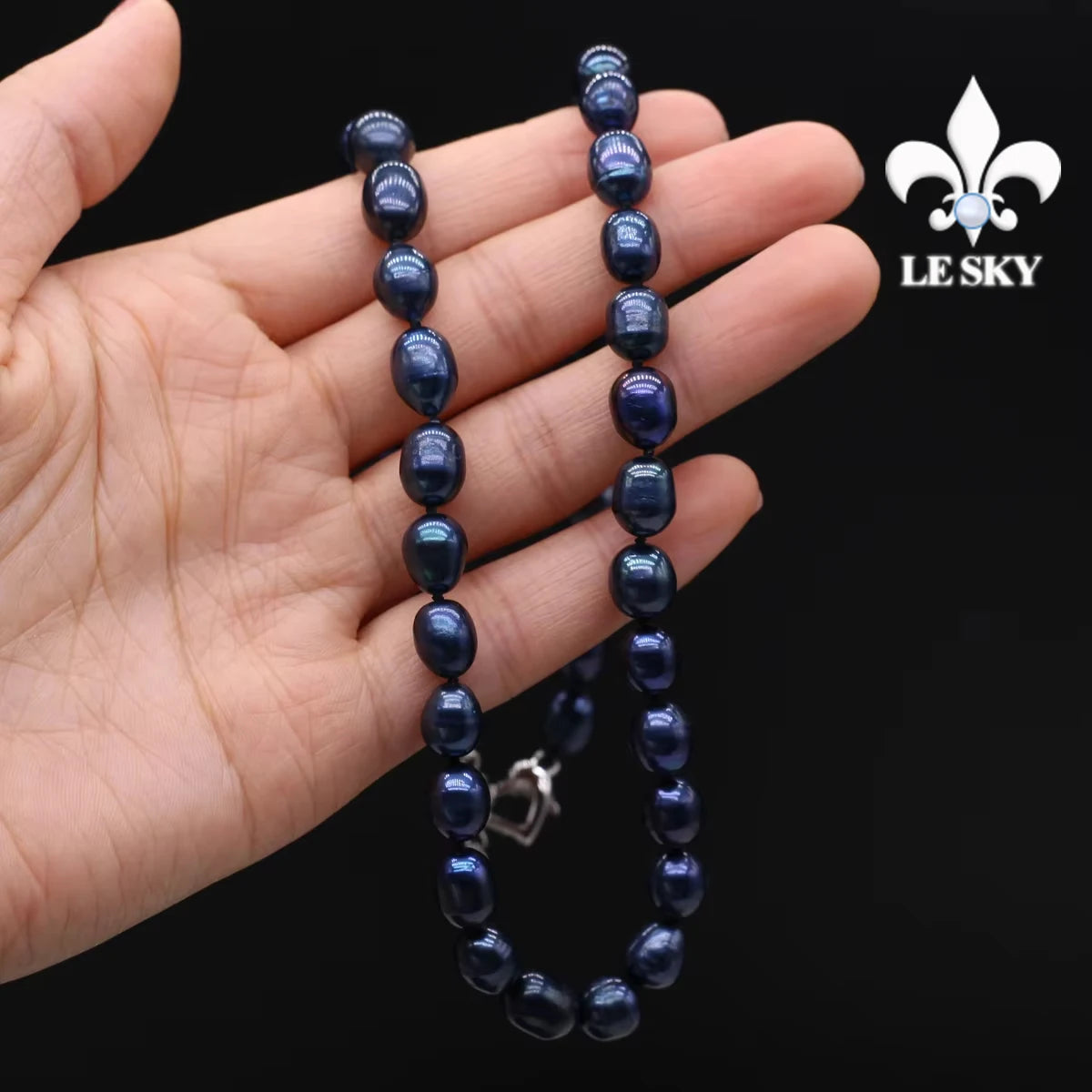 LE SKY Natural Freshwater Pearl Set Potato Shape Elasticity Pearl Bead Bracalet Necklace Earrings Wedding Party Accessories 8-9