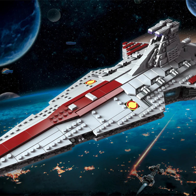 960PCS Space Battleship Building Blocks Spaceship Defense Ship MOC Model Bricks Kits Desktop Decoration Adult Toy Birthday Gifts