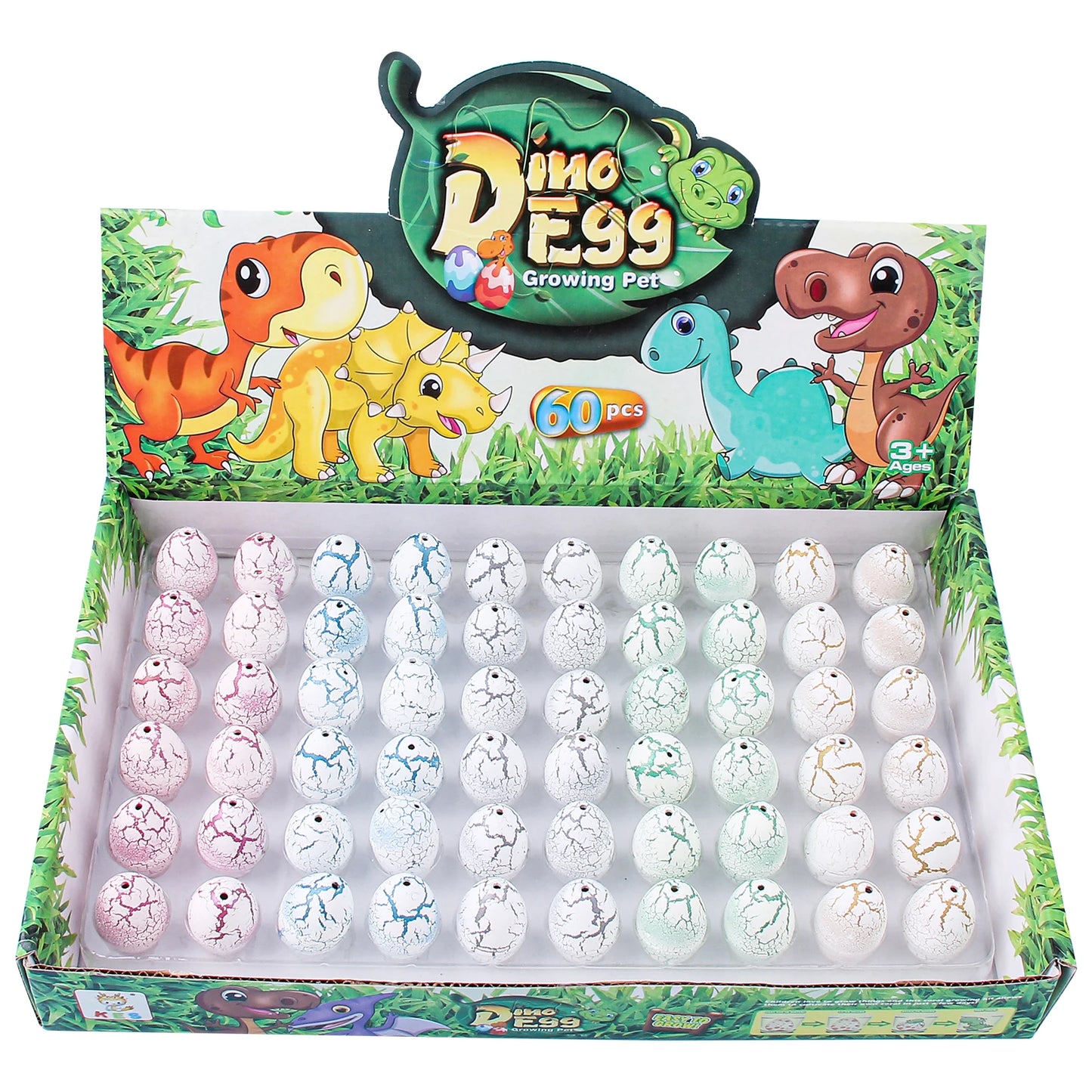 Sunpao 60pcs Magic Dinosaur Eggs Hatching in Water Growing Dinosaur Egg Animal Breeding Educational Toys for Children Kids Gifts