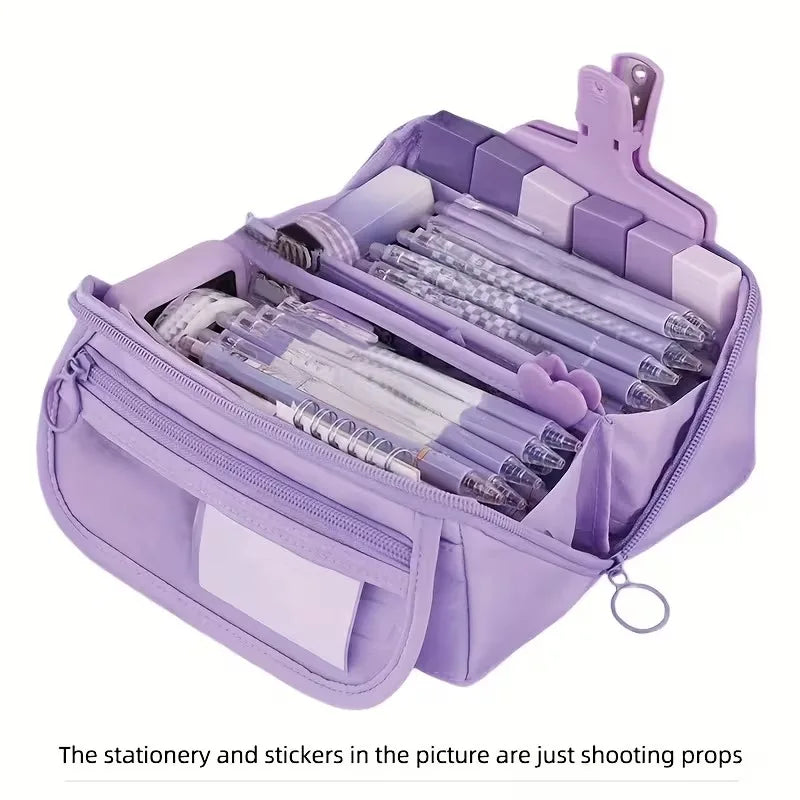 1 new creative large capacity learning pencil case with multifunctional desktop organization and storage stationery box for girl