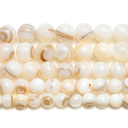 Natural Stone Brown Lace Mother of Pearl Round Loose Beads 15" Strand 5 6 7 8MM Pick Size For Jewelry Making