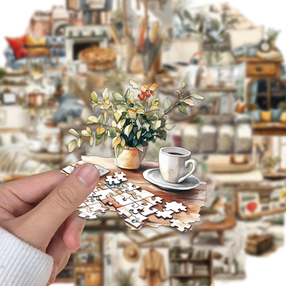 50PCS Creative Home Art PET Transparent Material Stickers Phone Case Decoration DIY Notebook Guitar Cup Personalized Stickers