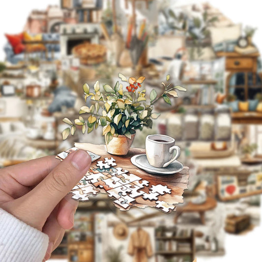 50PCS Creative Home Art PET Transparent Material Stickers Phone Case Decoration DIY Notebook Guitar Cup Personalized Stickers