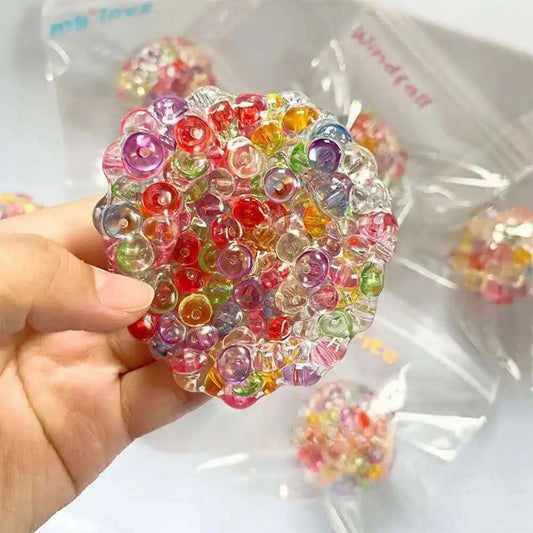 Fidget Ice Cube Colored Beads Squeeze Squishy Balls Hand Exercise Sensory ADHD Anxiety Stress Reliever Toys For Kids Adults