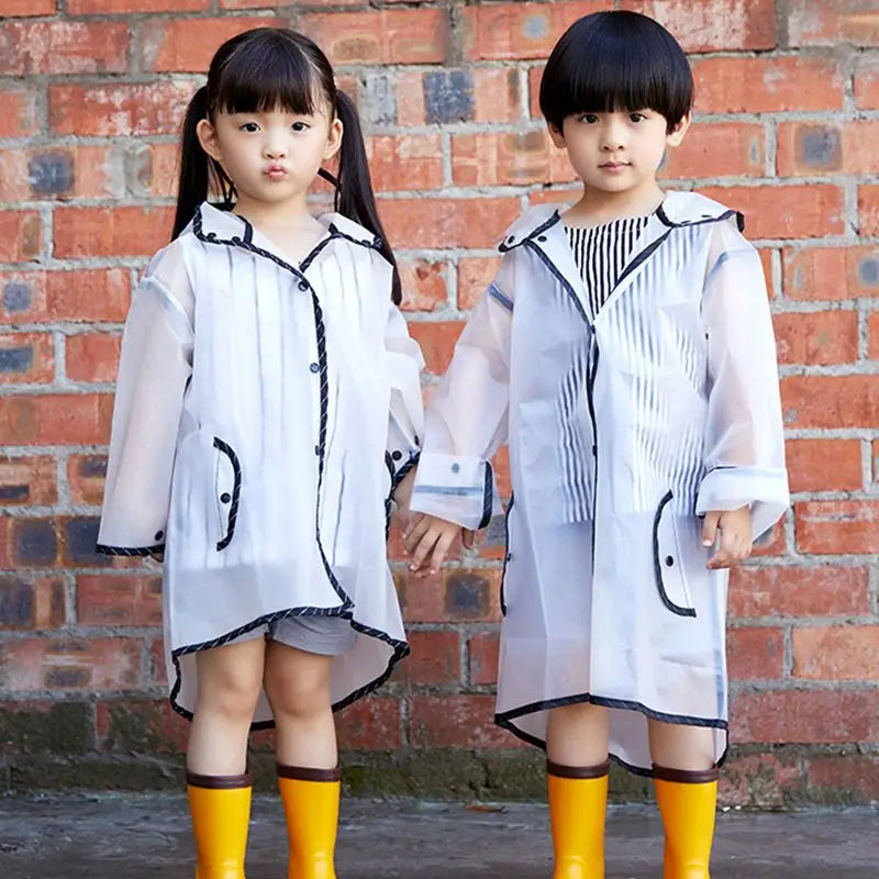 Hooded Raincoat Clear Jacket Rain Coat Durable Lightweight Rain Wear For Girls Boys Children, S, M, L, XL, XXL дождевик
