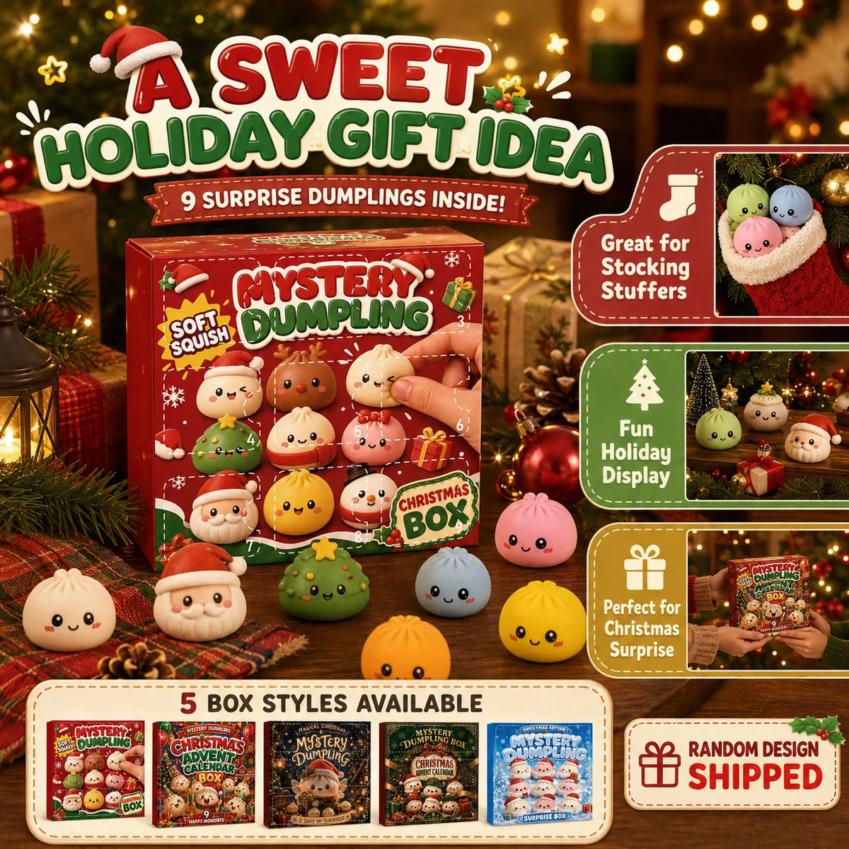 Christmas Squishy Dumpling Advent Calendar – 24-Day Blind Box Fidget Set