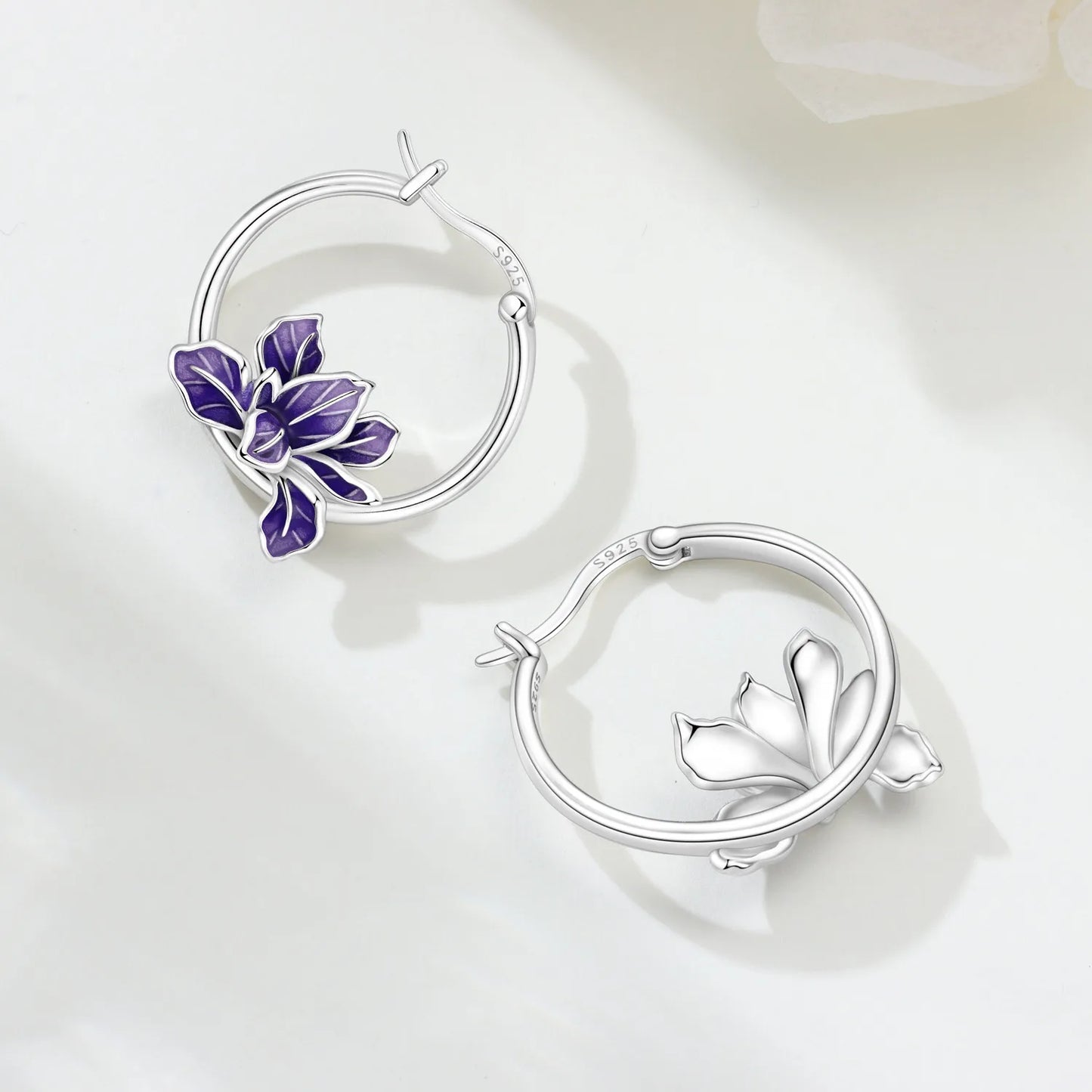CYCUFF S925 Sterling Silver Purple Flower Series Earrings Hoop Earrings Women Jewelry Original Trendy Anniversary Gifts