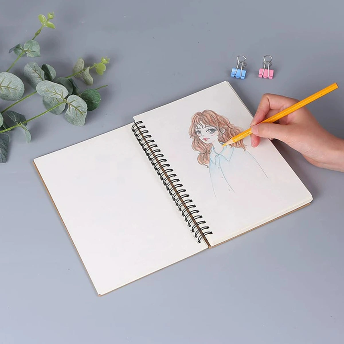 1 Book 50 Sheets Retro Spiral Kraft Paper Notebook Coil Sketchbook Graffiti Drawing Diary Journal Office School Writing Station