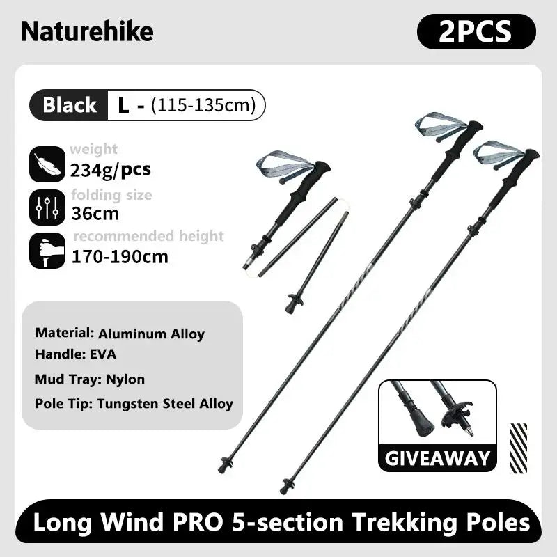 Naturehike Climbing Sticks Ultralight Outdoor Folding Trekking Poles Hiking Pole Collapsible Quick Lock Stick Carbon Fiber Poles