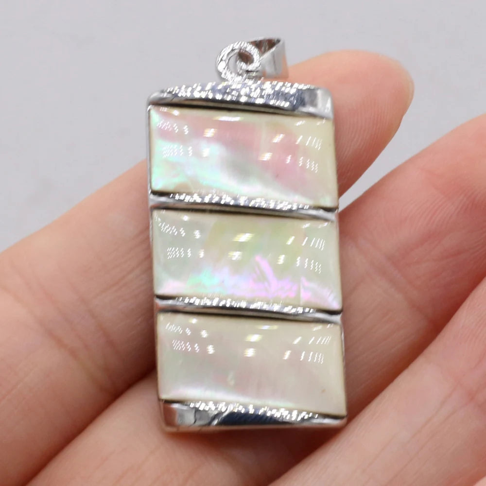Hot Sale Natural Shell Pendant Mother Of Pearl Rectangle Pendant For Jewelry Making DIY Necklace Bracelet Accessory