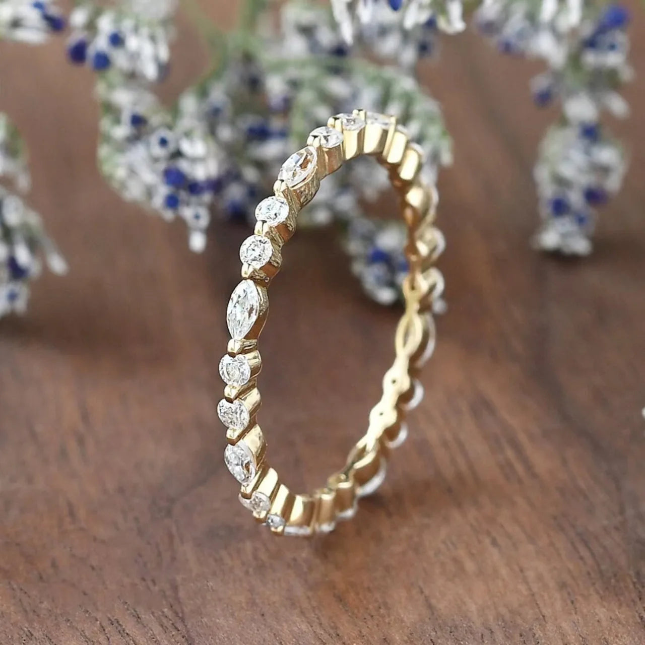 Silver S925 Full Eternity Band 14K Gold Plated Zircon Ring for Women Birthday Gift Wedding Rings Luxury Jewelry Accessories