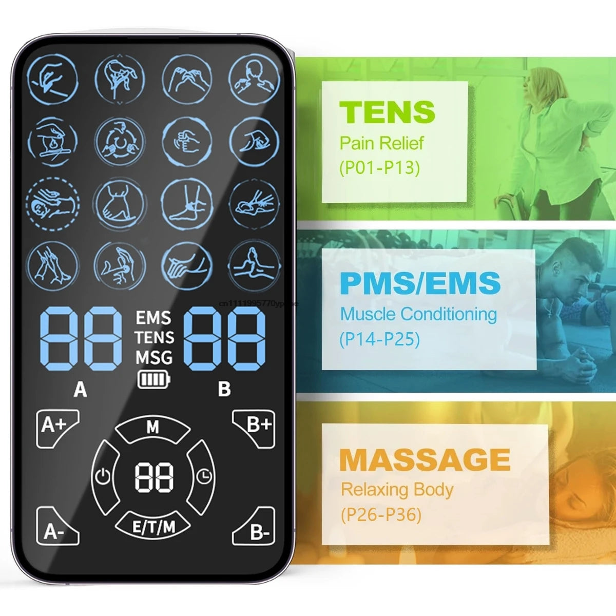 Pain Relief TENS Unit EMS Massager - Professional Muscle Stimulator For Back Shoulder Neck Fitness Recovery
