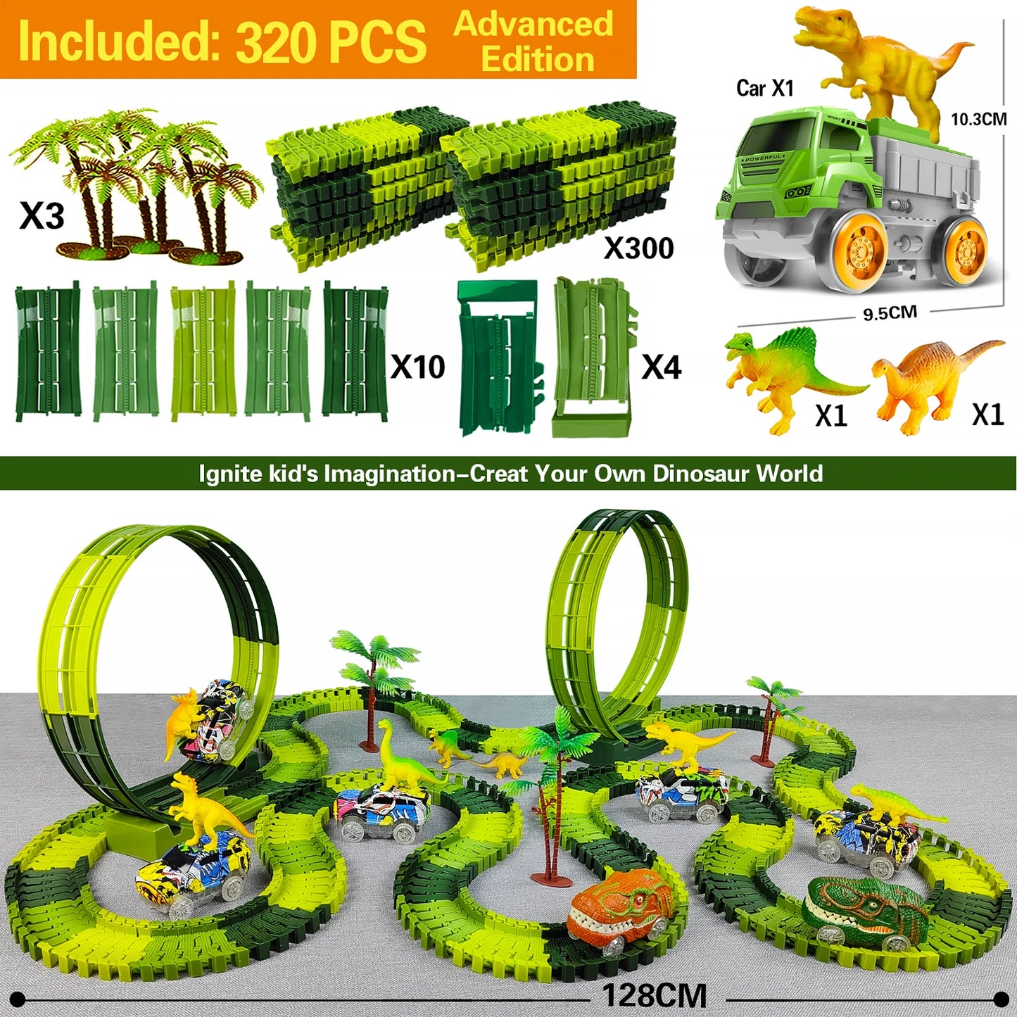 Electric dinosaur Track car Magic Climbing Railway Toy Car Flexible track Toy Cars Educational Toys For Boys Quality Toy For Kid