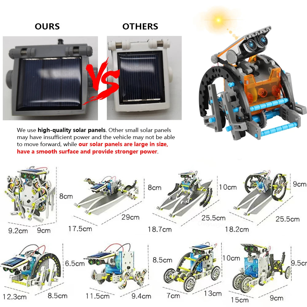 13-in-1 Solar Robot Kits DIY Building STEM Projects Science Experiments Educational Learning Toys for Kids Gifts for Boys Girls