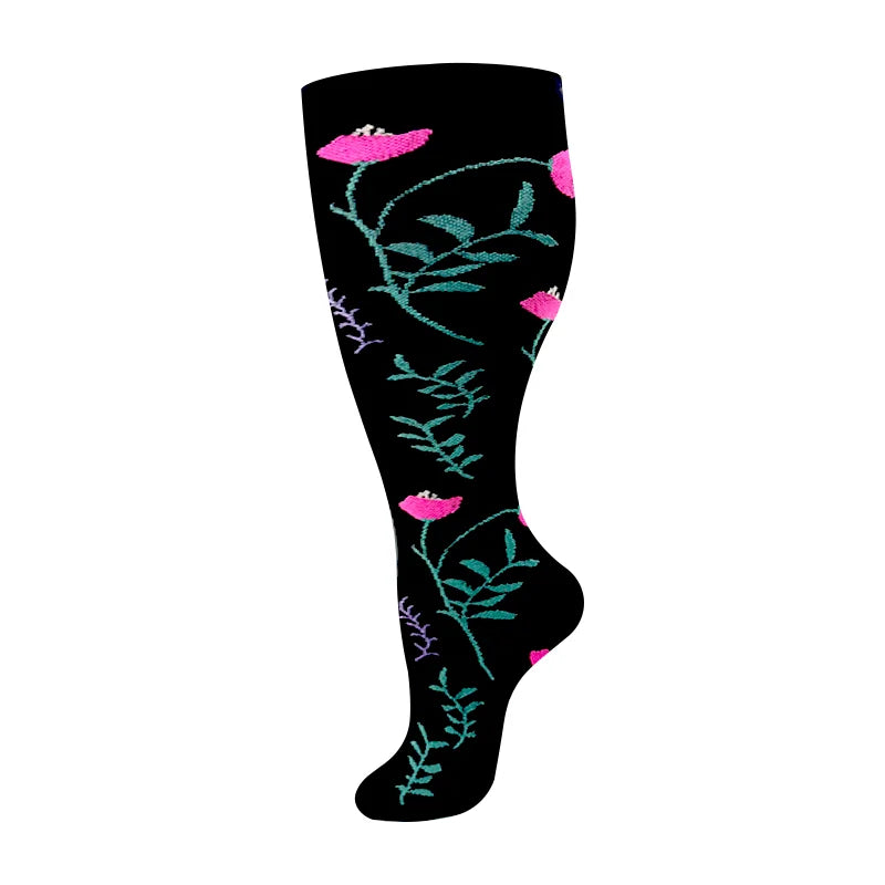 2XL-4XL Plus Size Compression Socks for Women Men 20-30 mmHg Wide Calf Extra Large Knee High Flight Sock for Circulation Support