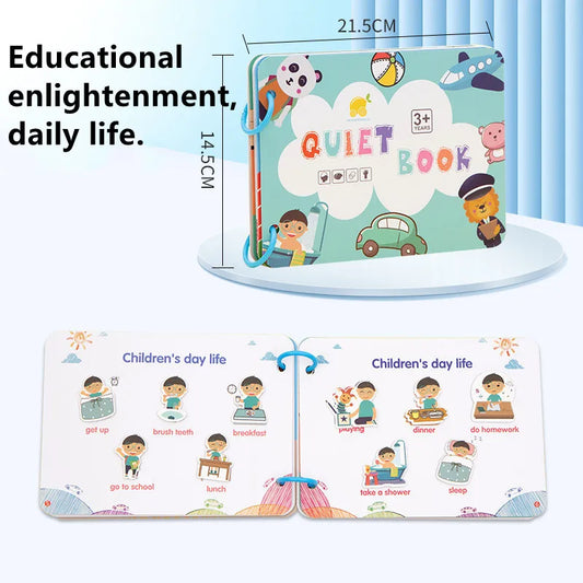 Quiet Book Educational Activity Toys Kids Repeatedly Busy Card Paste Matching Puzzle Books Cognition Baby Montessori Game