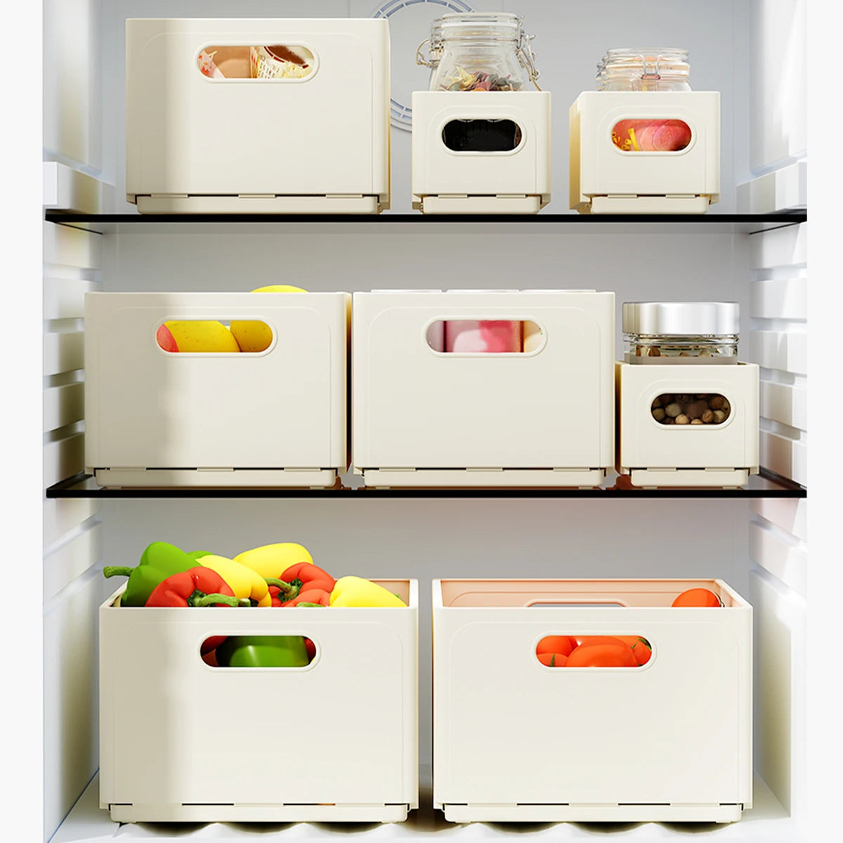 WORTHBUY Multi-functional Foldable Plastic Storage Box Kitchen Storage Organization Seasoning Jar Organizer Box Food Contianer