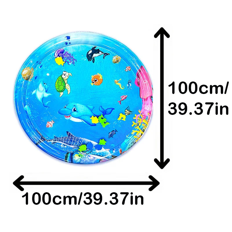65/100cm Circle Inflatable Baby Water Play Mat Infant Toddler Kid Tummy Time Water Pad Cushion Early Educate Develop Activity